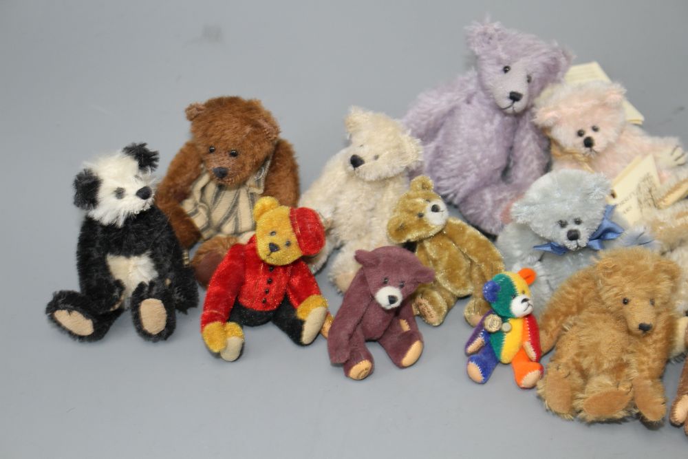 Twelve miniature Teddy Herman, eighteen miniature bears including Mystic Bears, Herman Pawsey & others